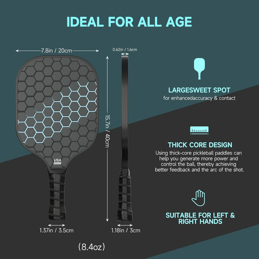 Pickleball Paddles Set of 2 Carbon Fiber
