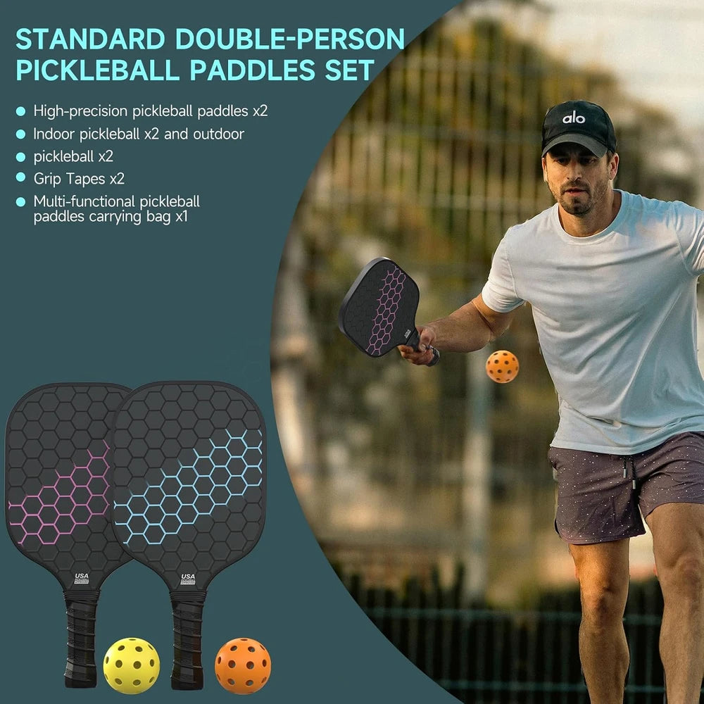 Pickleball Paddles Set of 2 Carbon Fiber