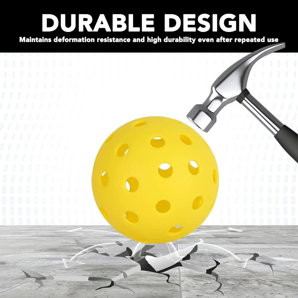 Yellow Pickleball Balls 40 Holes Outdoor Pickleballs - 12 pack