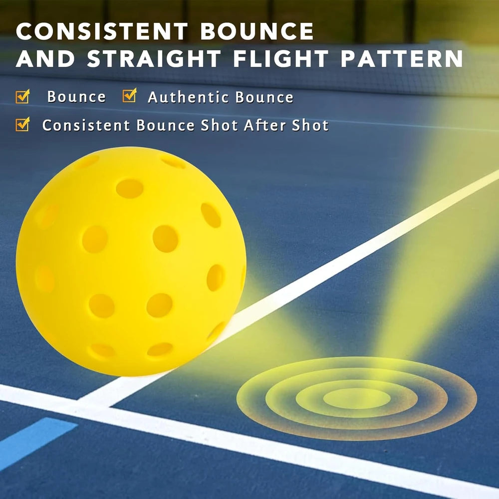 Yellow Pickleball Balls 40 Holes Outdoor Pickleballs - 12 pack