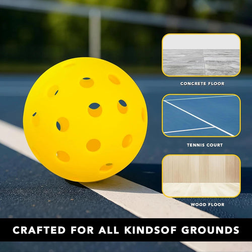 Yellow Pickleball Balls 40 Holes Outdoor Pickleballs - 12 pack